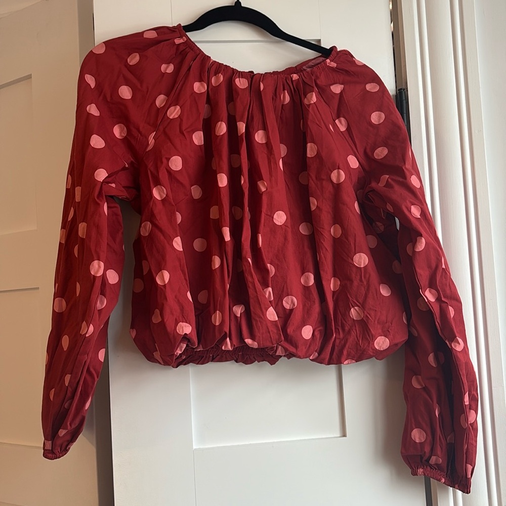 Anthropologie polka dot crop top
